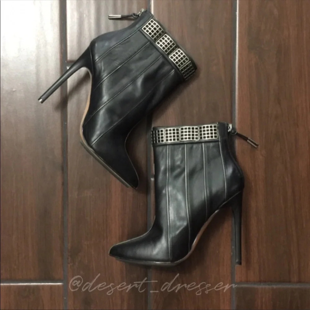 NIB LAMB Leather Black Booties - Picture 2 of 10